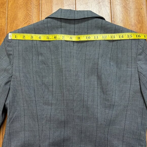 Oscar De La Renta Women Blazer 8P Gray Plaid Rhinestone Floral Design Career - Picture 14 of 16